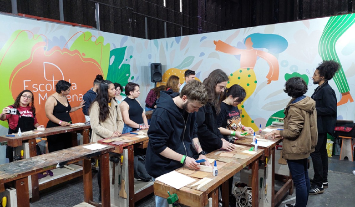 Leo Social ofereceu oficinas de marcenaria gratuitas no 1º Festival de Invenção e Criatividade Barueri - FIEB